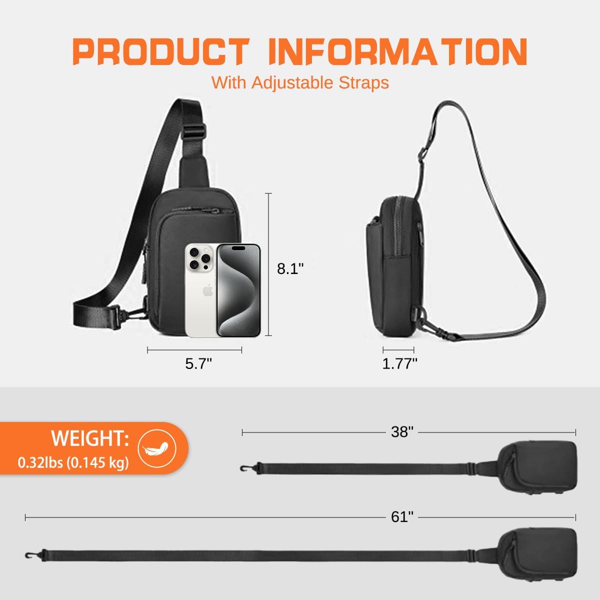 Ulico Personalized Crossbody Bags, Custom Embroidered Fanny Packs Chest Bag with Extended Strap for Women and Men,Backpack for Casual, Travelling, Sport