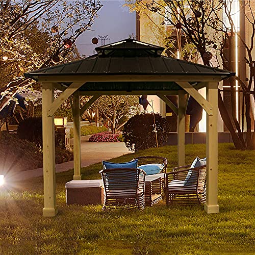 Tangkula Hardtop Pine Wood Outdoor Gazebo #TOP18