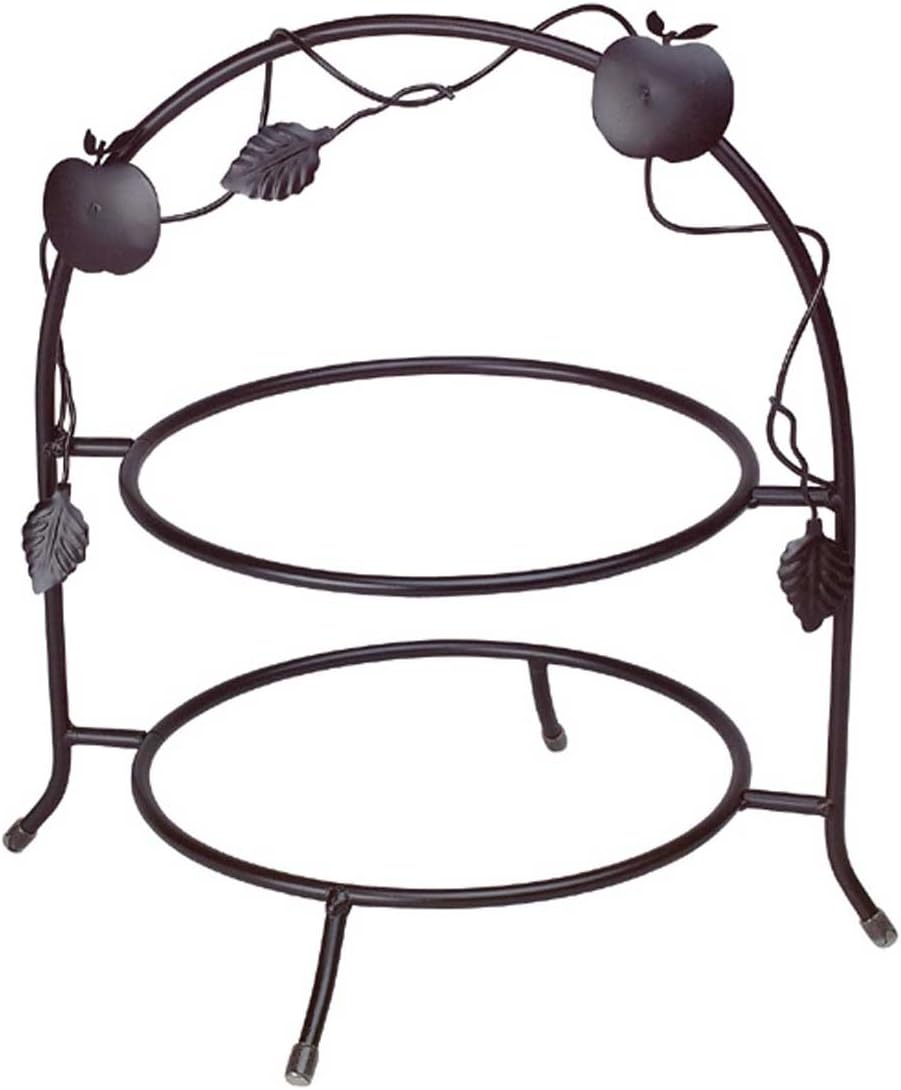 Black Forged Iron Fancy Decorative Dinner Plate Holder Two Racks 13" X 15" Centerpiece For Fine China Storage