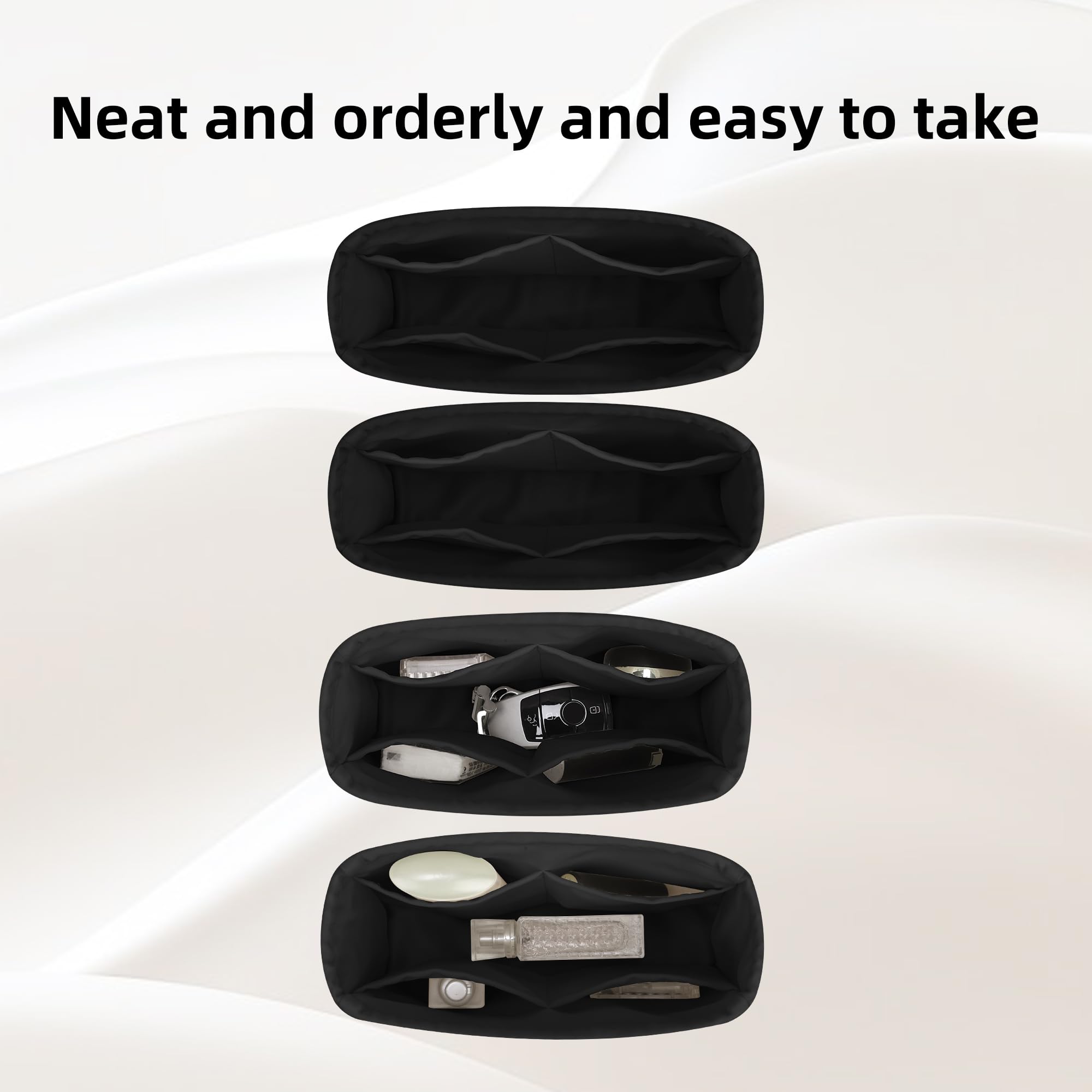 DGAZ Organizador Bolsos de Seda, 2 Piezas Organizador Bolsa Interior Ligera para Neonoe BB con Compartimento, inserto de bolsa para bolso (Noir, Neonoe BB)