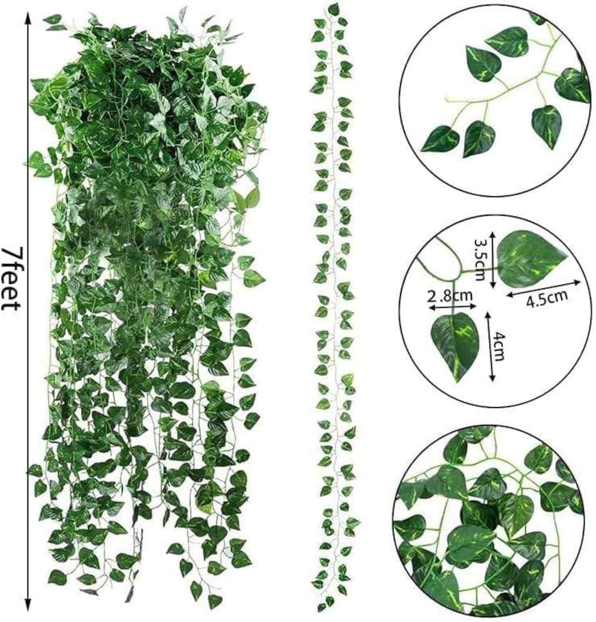 PartySanta Artificial Money Plant & String Lights, 2+2 Pieces