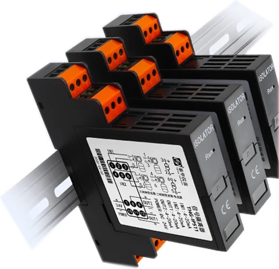 Pluggable 4-20mA DC Signal Isolator THG Model 0-10V 0-5V Current Voltage Converter Signal Transmitter 4-20mA to 4-20mA DC24V(2IN2OUT,0-5V_0-20MAIN)