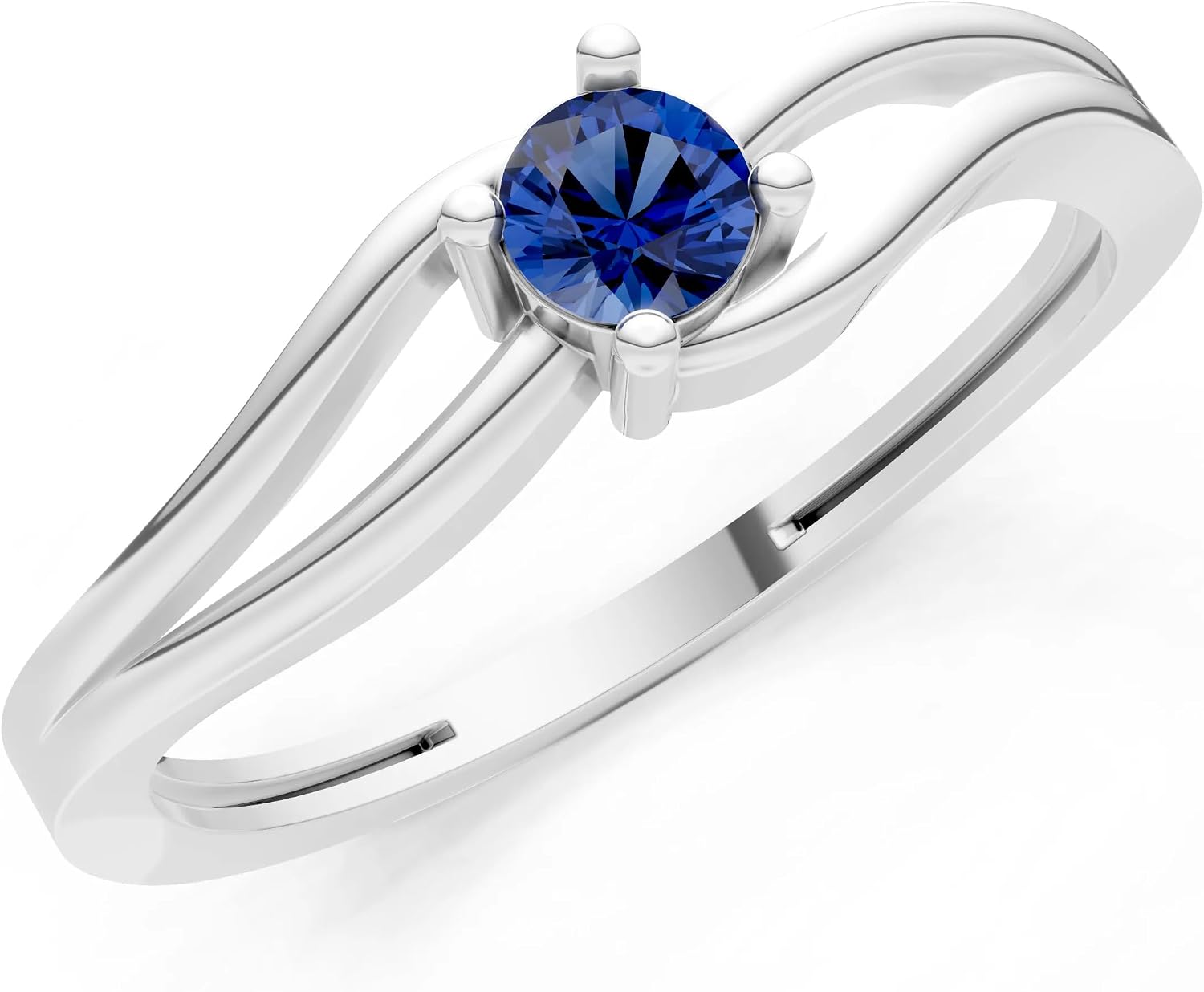 PEORA Round Cut Blue Sapphire Stackable Band Available in Solid 10K, 14K or 18K Ring – White, Yellow or Rose Gold