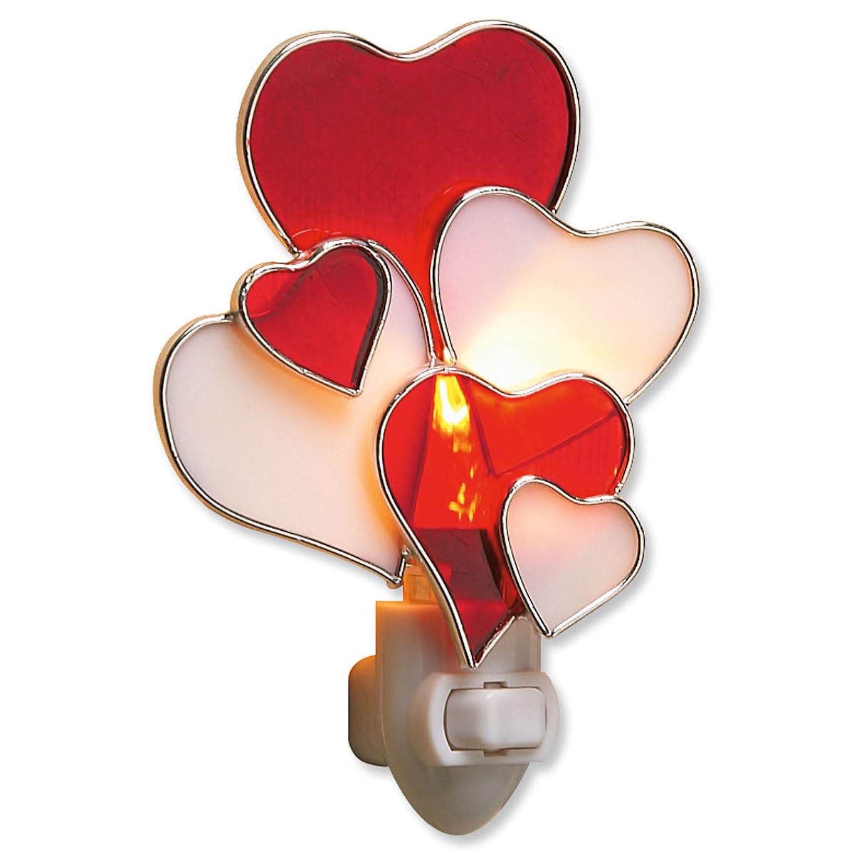 Current Heart Valentines Night Light - Heart Valentines Day Plug Into Wall Nightlight 6 Stained Glass Holiday Decorations