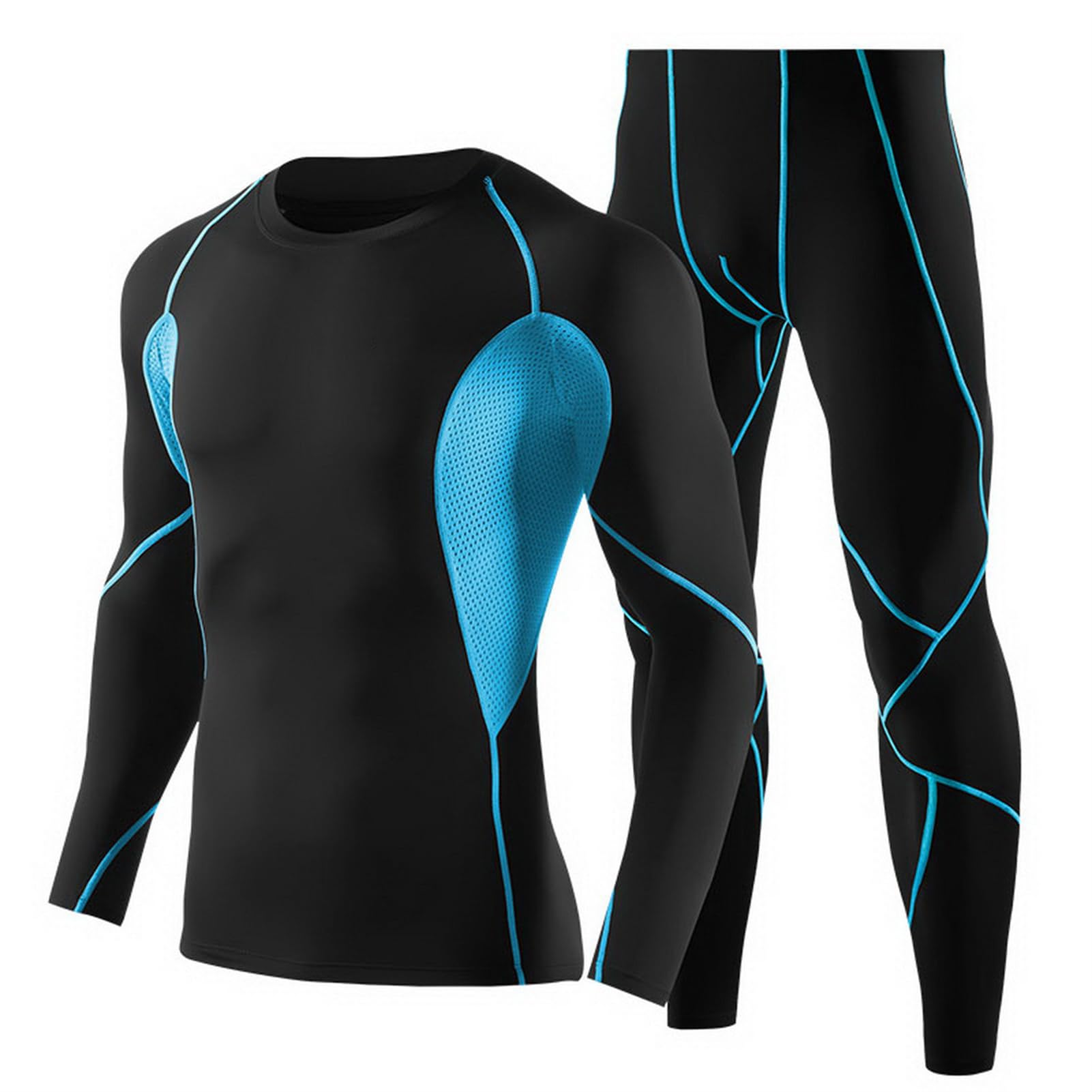 Funktionsunterwäsche Set, Trainingsanzug Herren Activewear Laufshirt Schwitzanzug Sportbekleidung Schwitzanzug Kompressionshose Fitness Gym Set