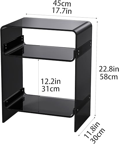 Miniatura 84 de Mesa de tocadiscos de acrílico con estante de almacenamiento, mesa auxiliar transparente (naranja, grande) Naranja,Negro -,Claro,Azul