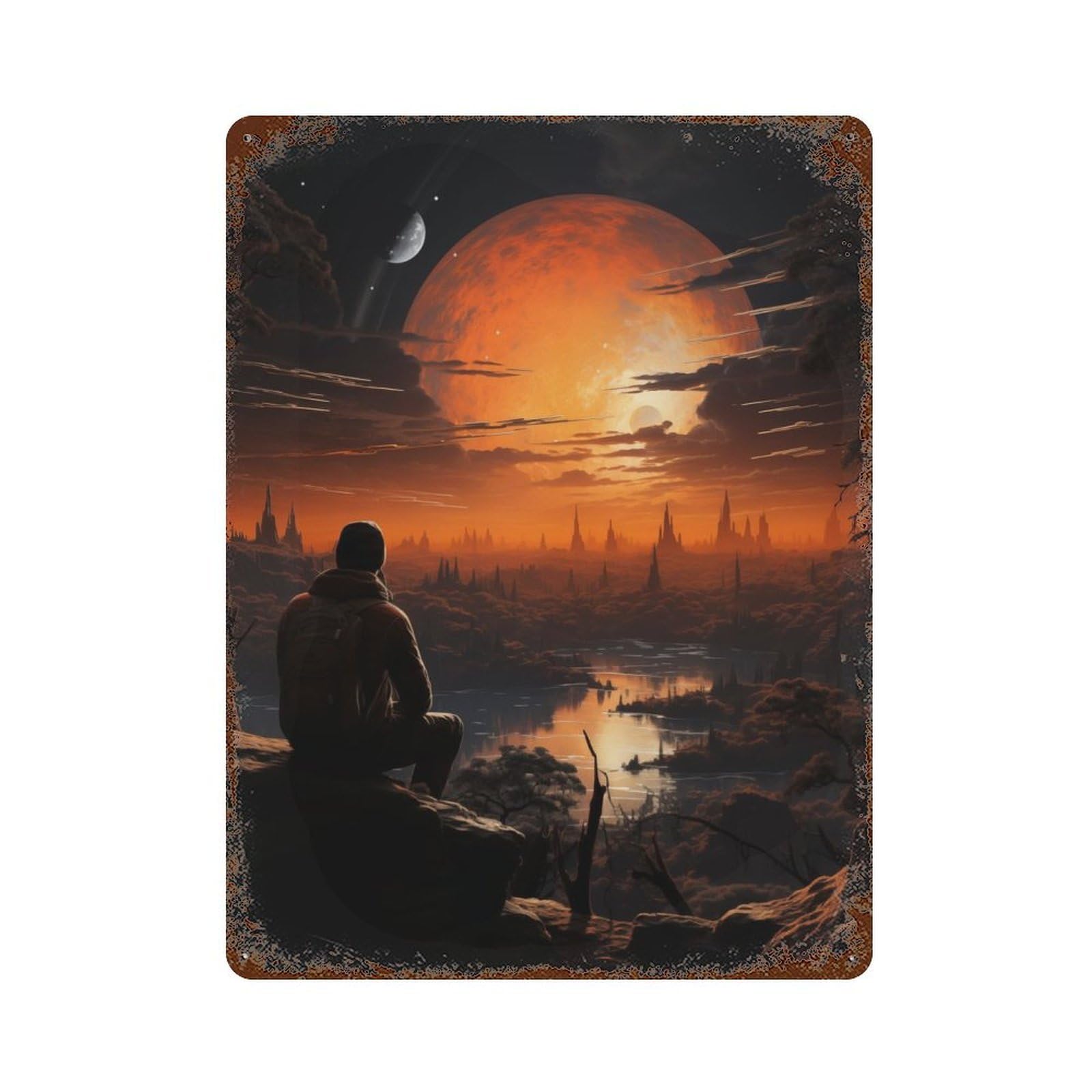 Astronaut Lost on Planet Retro Metal Sign 15.7"x11.8", Classic Wall Plaque for Garage, Pub Or Kitchen