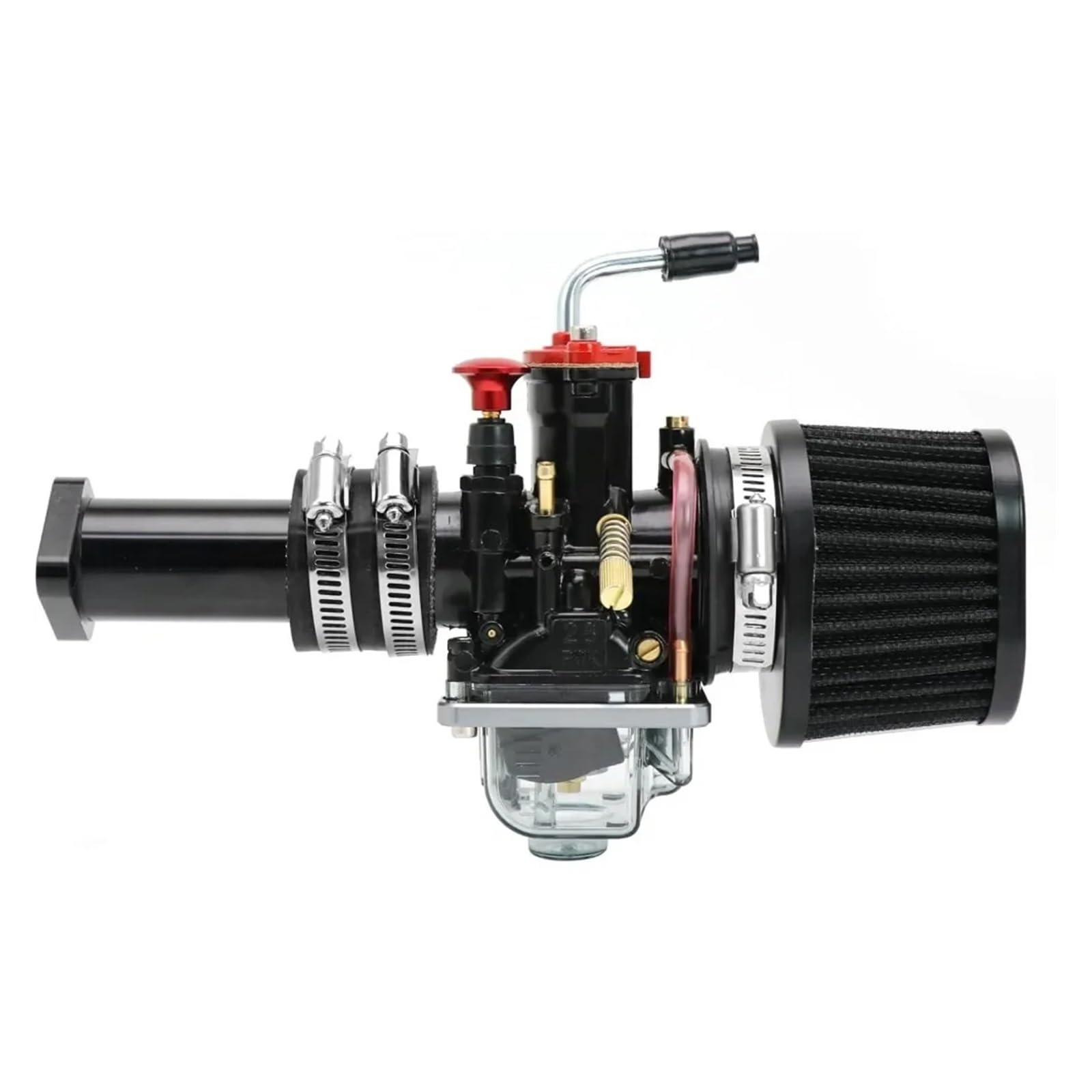 carburador de desbrozadora de gasolina Carburador para carburador para PWK con filtro de aire para adaptador colector admisión Tazón flotante visible Tubo codo guía(30mm Black Kit 2)