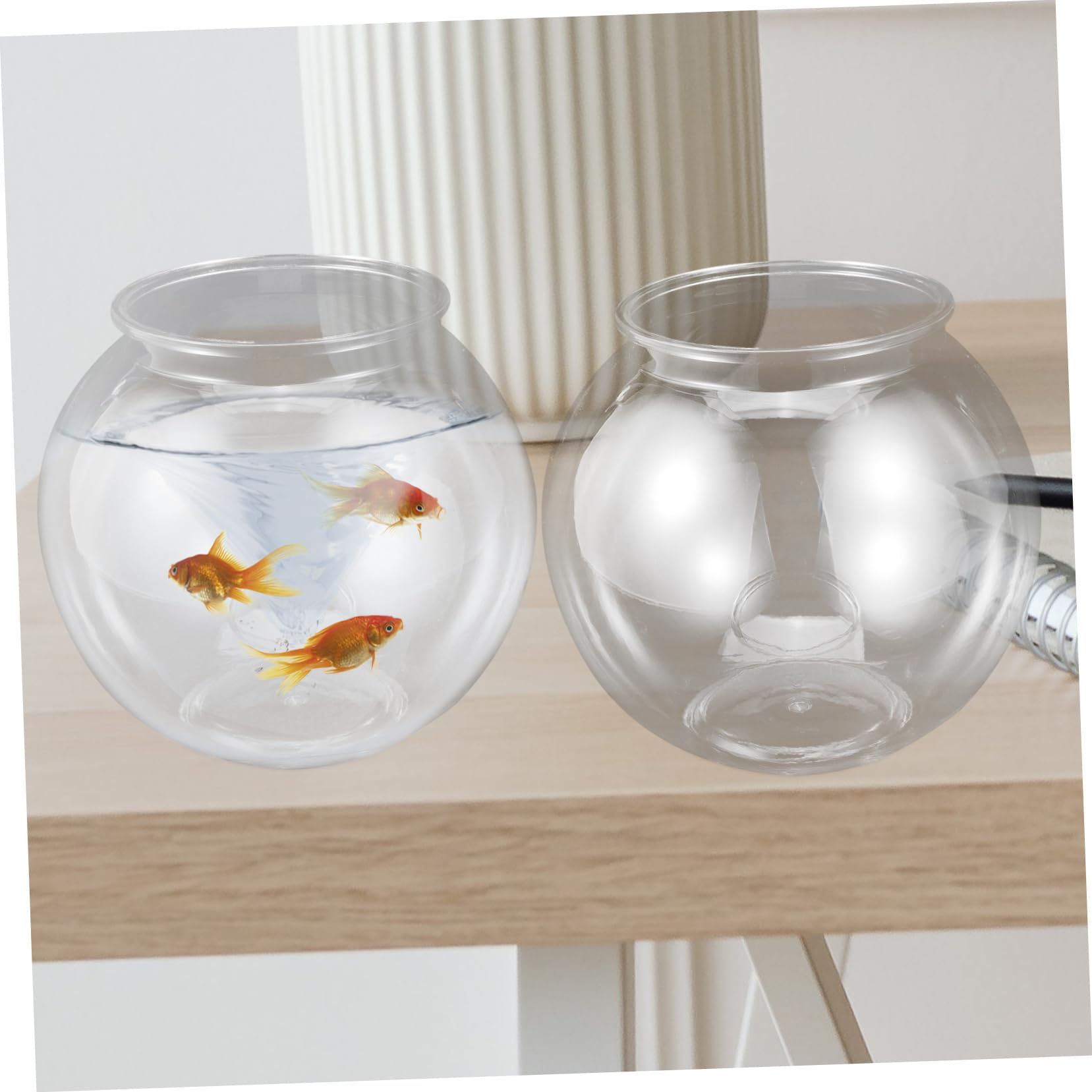 UKCOCO Pecera Redonda de Plástico Transparente para Peces Pequeños, Resistente y Ligera, Ideal para Ambientación de Jardín o Evento, Vista Clara Interior