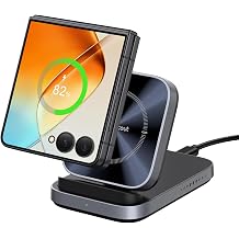 SwanScout Wireless Charger for Samsung Galaxy Z Flip 7 FE/7/6/5/4/3, for Motorola Razr 60 Ultra/50, Foldable Fast Wireless Charging Stand for Z Flip Series, SwanScout 508F No Adapter