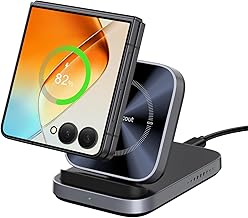 Charger for Samsung Galaxy Z Flip 7, Wireless Charger for Galaxy Z Flip 7 FE/7/6/5/4/3, Foldable Wireless Charger for Moto RAZR 60 Ultra/50/40/+, SwanScout 508F (without Adapter)