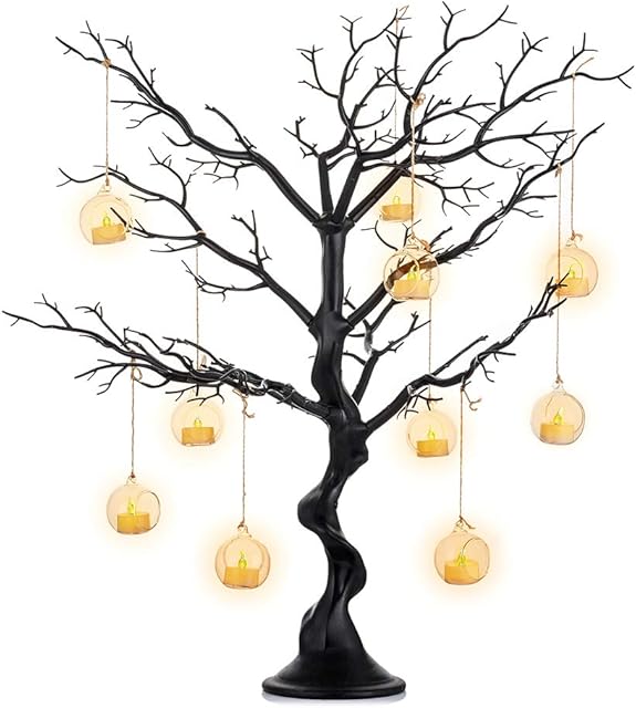 Nuptio Black Tree Halloween Trees - 76cm Tall Fake Christmas Trees Indoor Ornament Display Manzanita Easter Tree Outdoor Wedding Centerpieces for Tables Living Room Birthday Party Decorations
