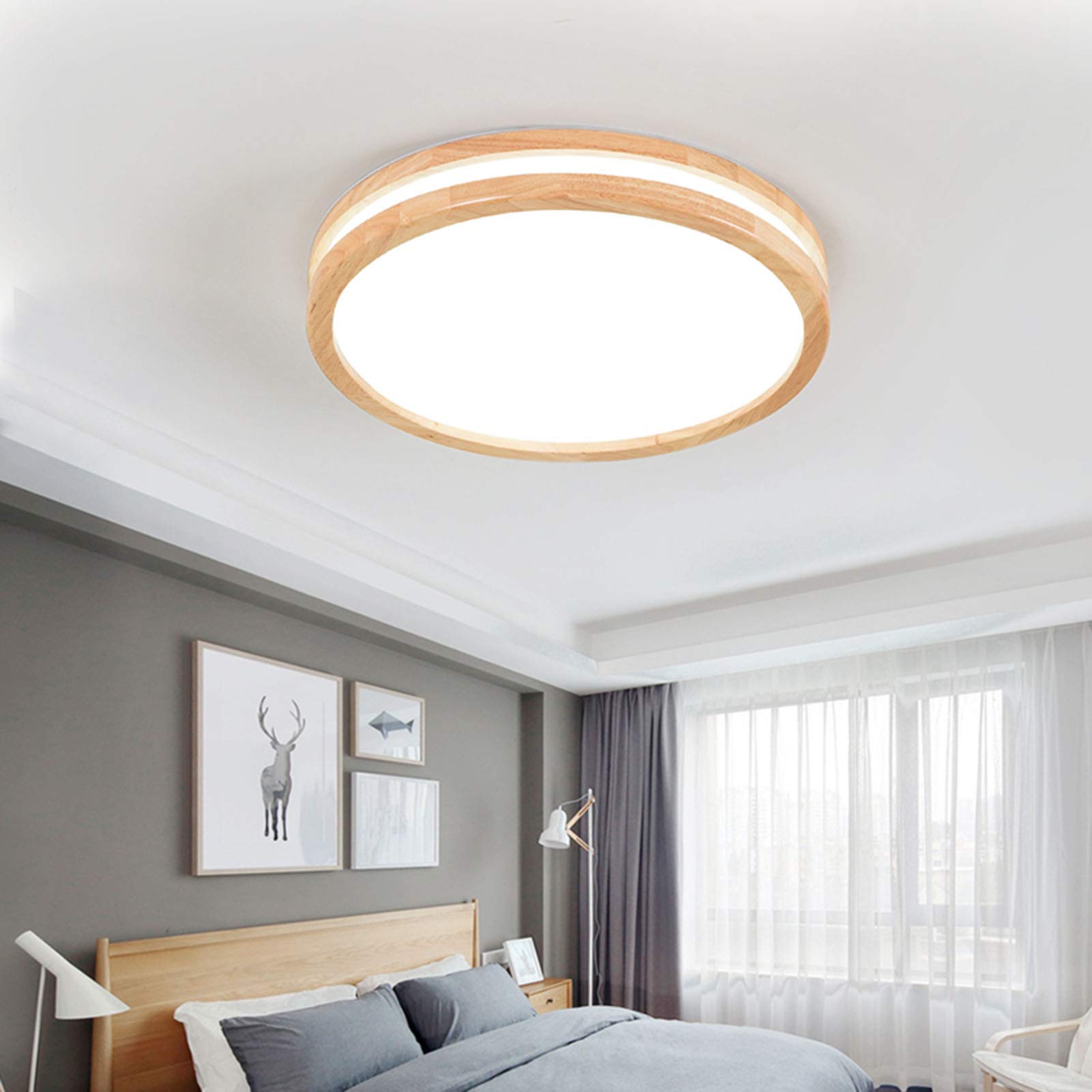 Plafonnier Rond Couleur Bois D'origine Scandinave,Ultra-lumières Minces De La Chambre,Lumières Du Balcon,LED Simple Modern Living Room Lights,Lumières De La Salle à Manger,Plafonni-Les trois couleurs