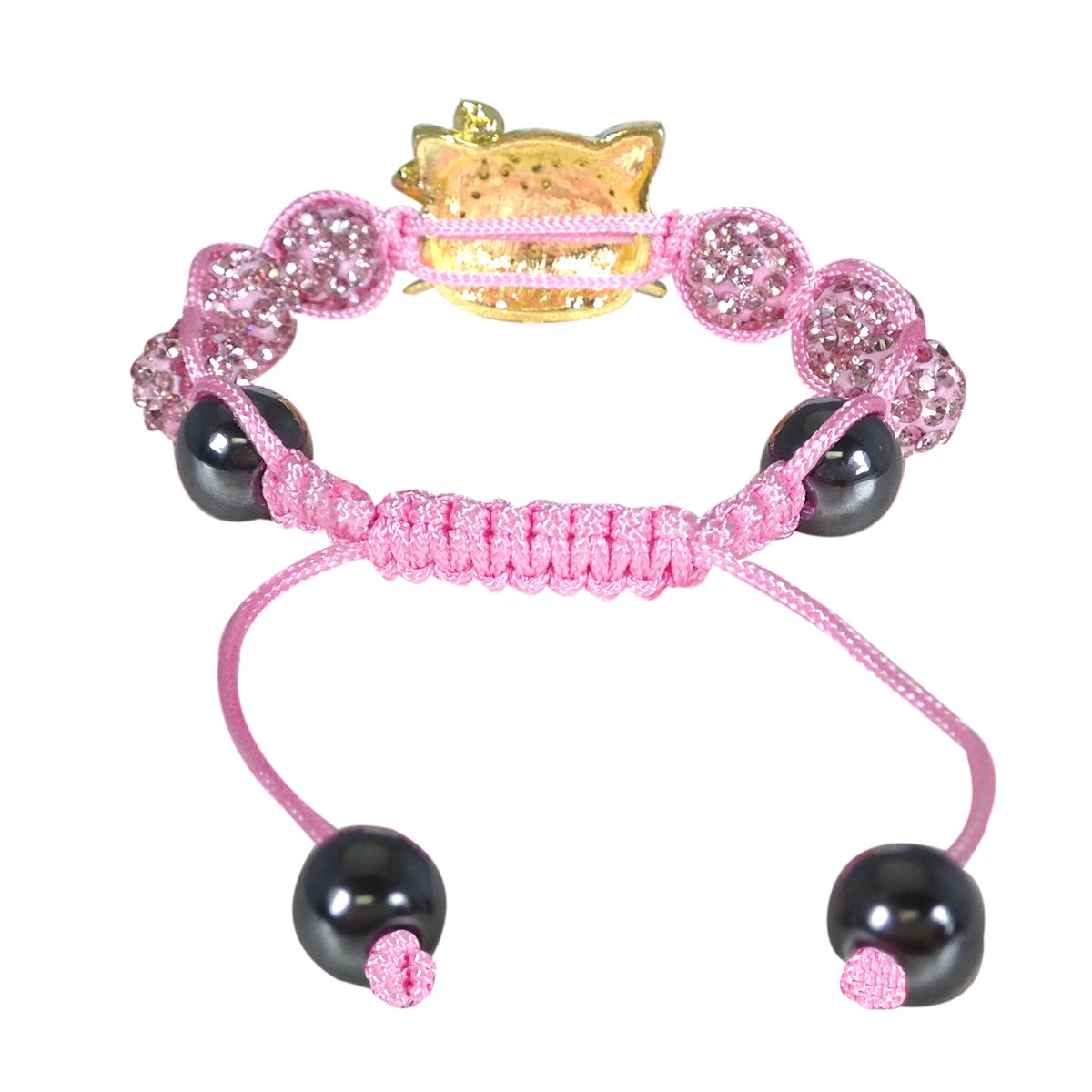 AllyDrew Crystal Beaded Kitty Shamballa Bracelet - Pink