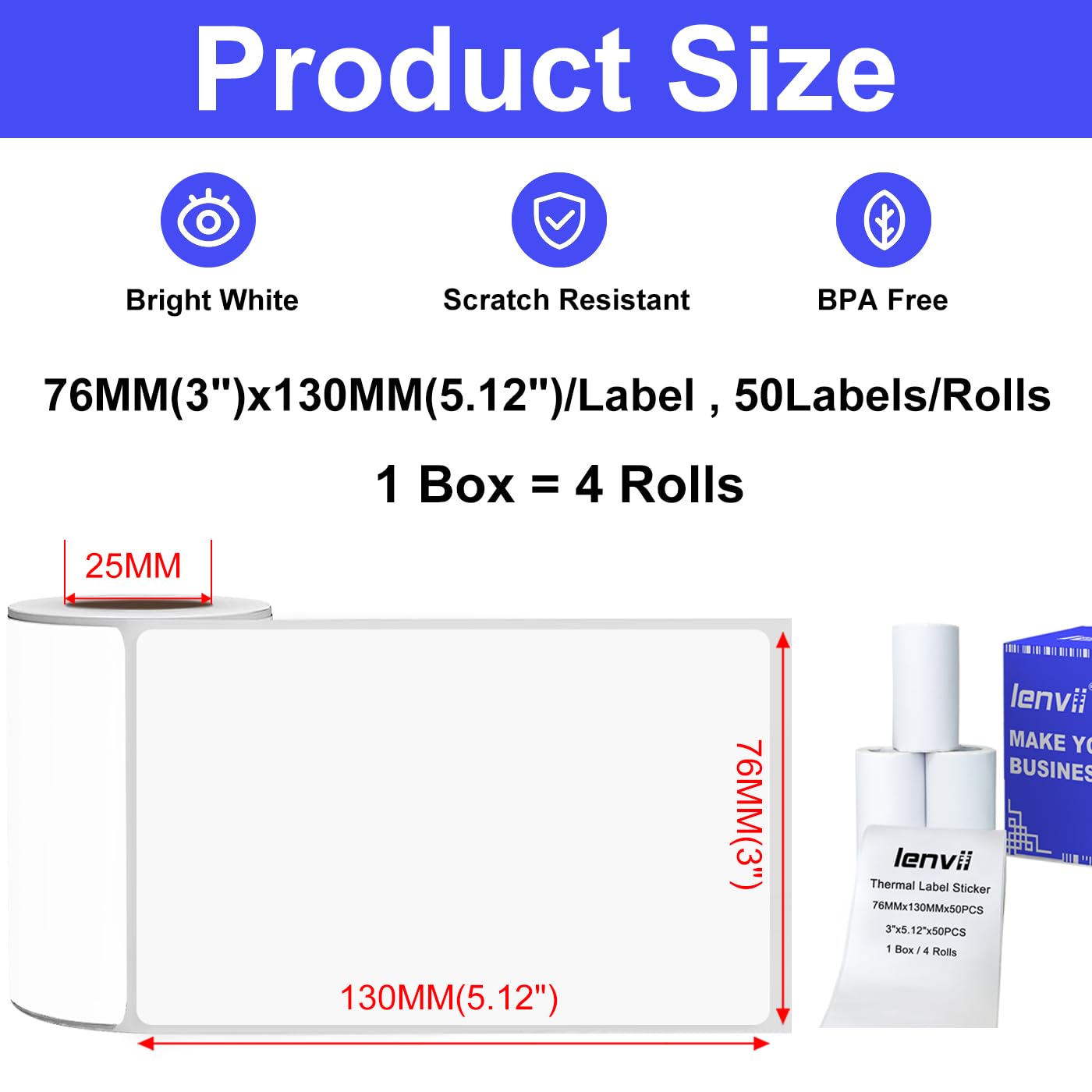 In Rotoli 350 Pz - 100x150 Mm (4x6 Pollici) - Impermeabili - Per Stampanti Termiche Etichette Termiche
