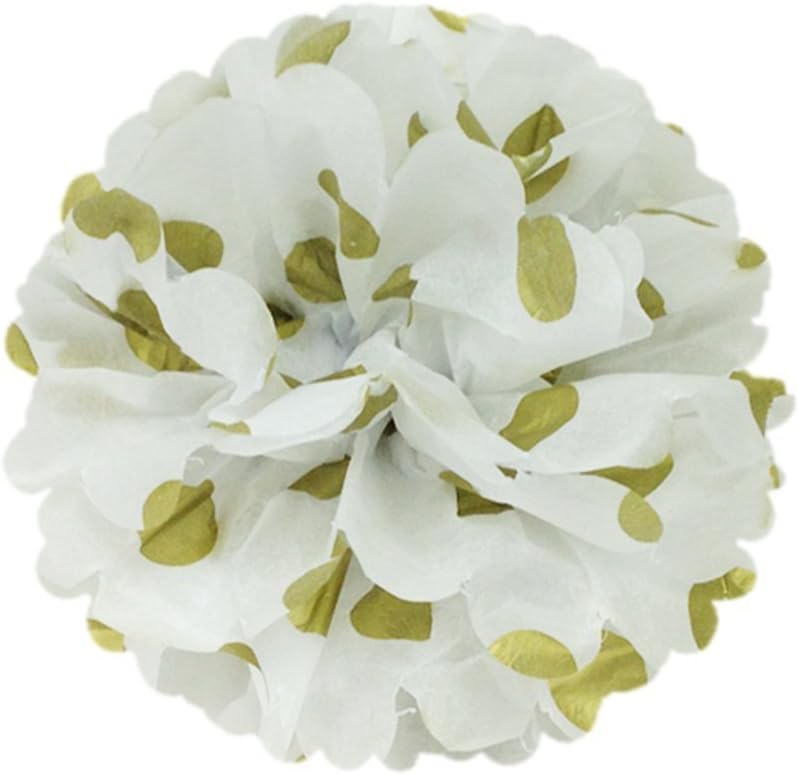 Wrapables® Set of 21 Tissue Honeycomb Ball and Pom Pom Party Decorations for Weddings, Birthday Parties Baby Showers and Nursery Decor, Gold and White : Home & Kitchen