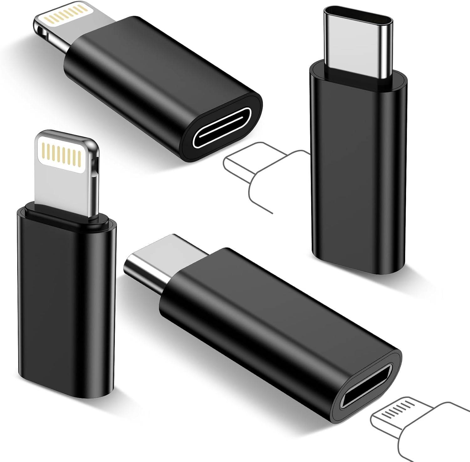 xiwxi【2*Lightning Female to USB C Male Charger Converter&【2*Type C Female to