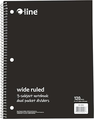 Miniatura 3 de C-Line Cuaderno de 3 materias, rayas anchas, 1 cuaderno, el color puede variar (22046)