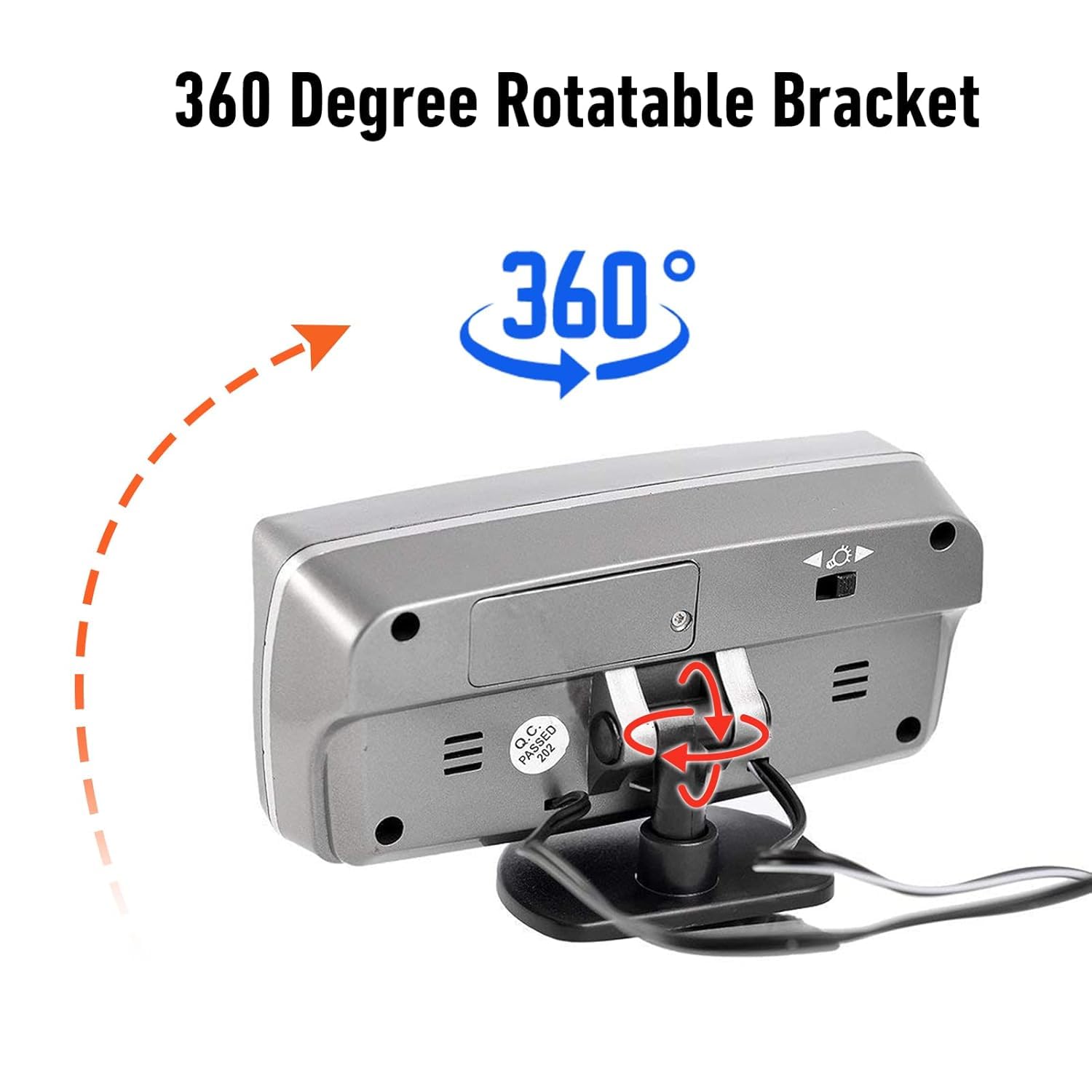 Thermomètre numérique intelligent multifonction pour voiture, thermomètre extérieur Fahrenheit Celsius double écran LCD avec rétroéclairage LED bleu/orange, fonction horloge/calendrier/tension