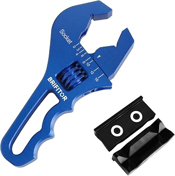 AN Fittings Wrench 3AN-16AN Adjustable AN Wrench Lightweight Aluminum,Compact Size,Blue With Nylon 4" Vise Jaws Pads