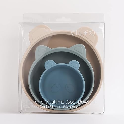 Miniatura 9 de Ali+Oli Juego de cuencos apilables para aperitivos (3 piezas) para niños (azul horizonte) sin BPA de silicona de grado alimenticio para bebés y