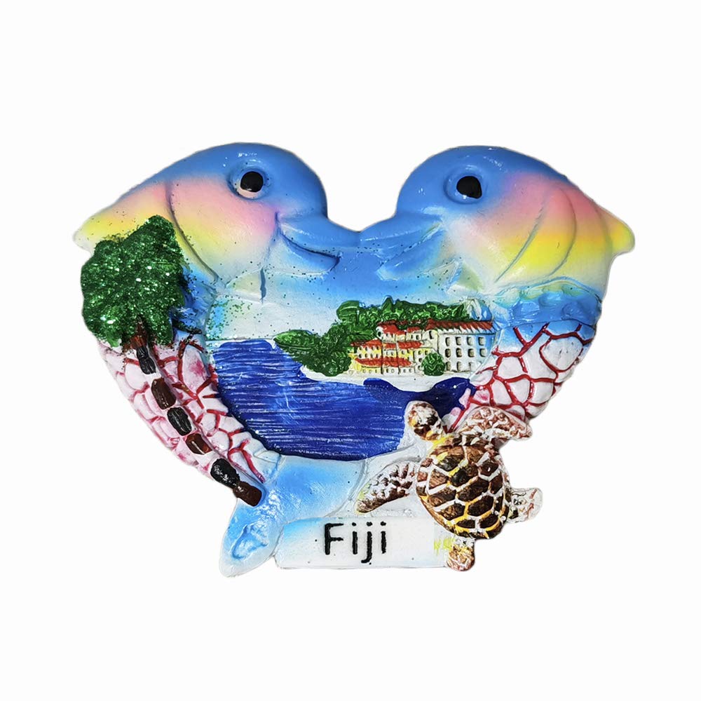 Wedarego Fiji 3D Dolphins Fridge Magnet Souvenir Gift,Handmade Home & Kitchen Decoration Refrigerator Magnet Collection