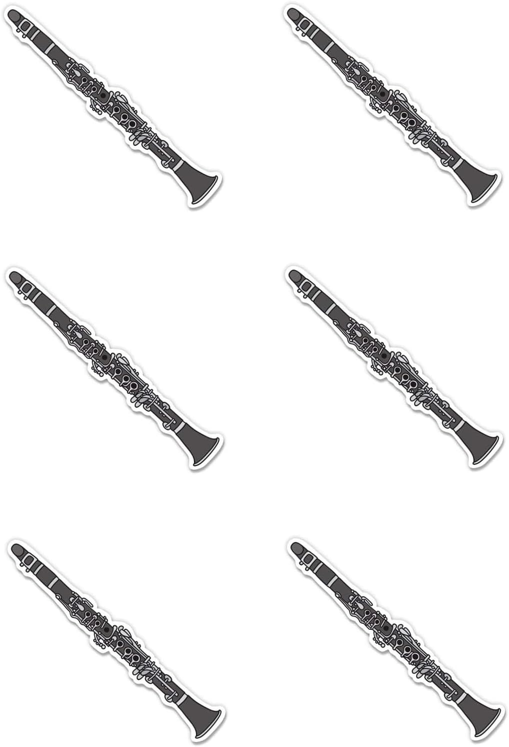Pack of 6-2'' Stickers - Clarinet - Vinyl Sticker - for Car Laptop I-Pad Phone Helmet Hard Hat - Waterproof Decal - Sticker Graphic Decal