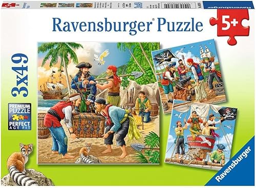 Ravensburger 08030, Adventure on The High Seas - Rompecabezas de 3 x 49 piezas en una caja, rompecabezas de 3 x 49 piezas para niños, cada pieza es