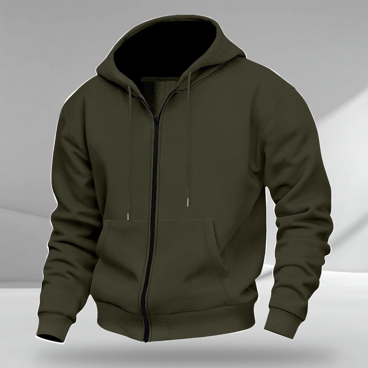 Full Zip Mens Hoodies Big and Tall Long Sleeve Fall Warm Comfy Casual Weekend Relaxed Wear Sweatshirt - Image 2