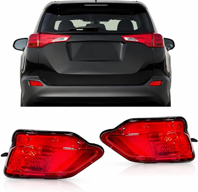 Par de refletores de para-choque traseiro ILAMP para Toyota RAV4 2013 a 2015 – Lado esquerdo e direito, sem lâmpadas