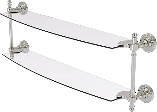 Miniatura 31 de Allied Brass RW-34/18 Retro Wave Collection - Estante de cristal de dos niveles de 18 pulgadas, gris mate Gris mate,Otoño Sparkle,Rojo (Fire Engine