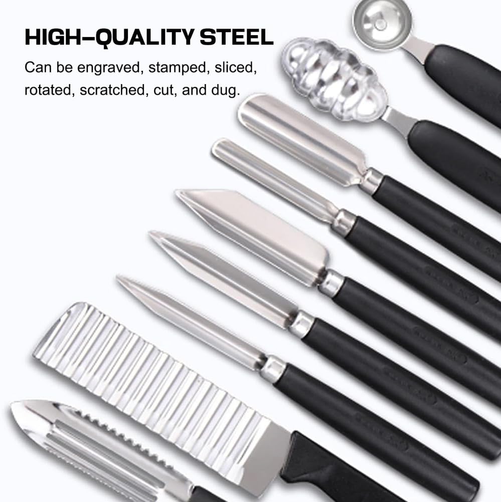 Fruit and Vegetable Carving Knife Kit, 18-piece Food Carving Tool Kit Stainless Steel Chef Garnish Tools with Box
