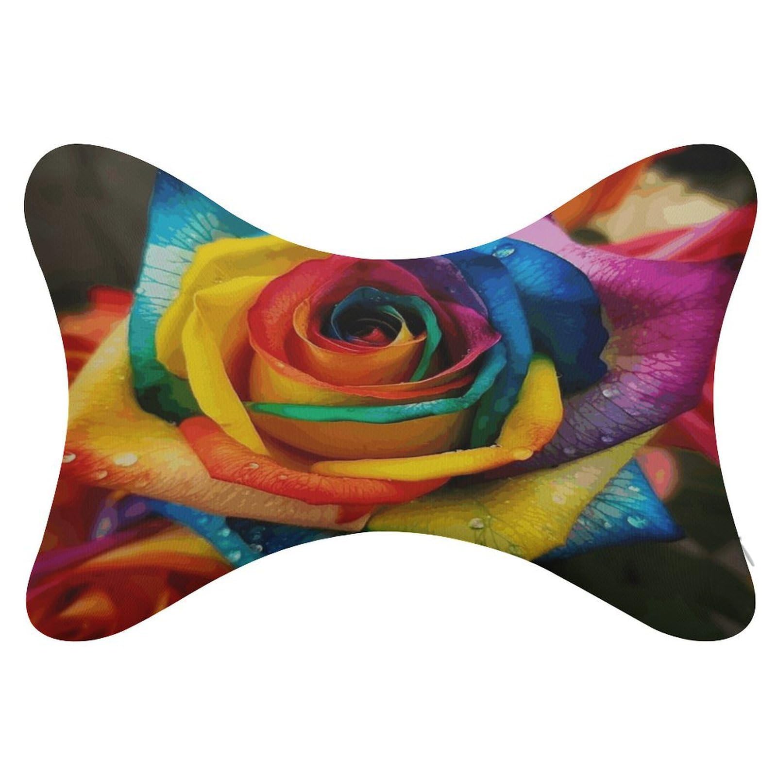 Khauerbc Style Rainbow Rose Car Headrest Pillow - 2 Pack,Neck Pillow With Washable Removable Cover,Car Travel Pillow For Car Bus Truck Driving Comfort