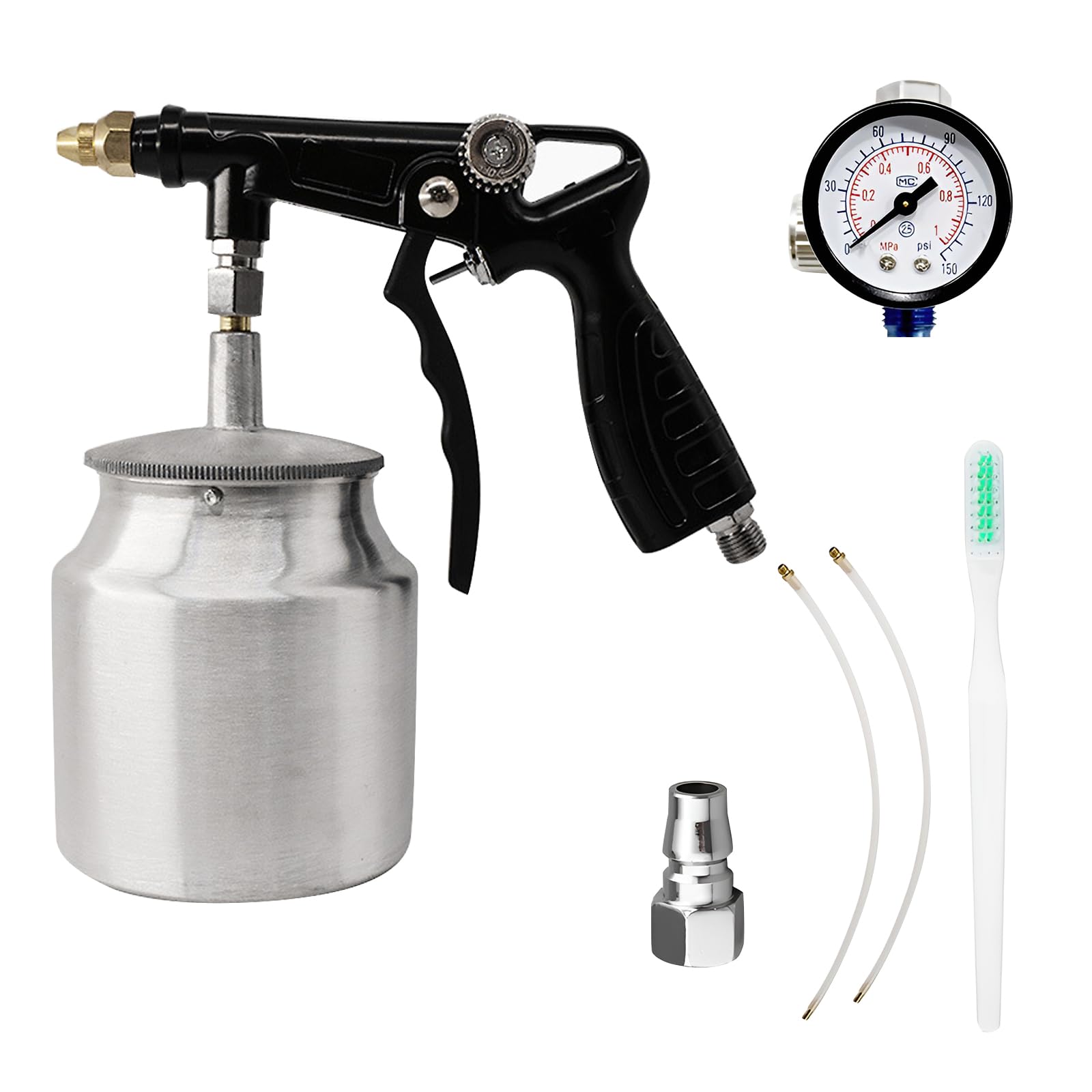 VLBPCR Car Undercoating Spray Gun, Air Rust Proofing and Undercoating Gun with Gauge & Suction Feed Cup & Spray Hoses for Spray Truck Bed Liner Rubberized Undercoat