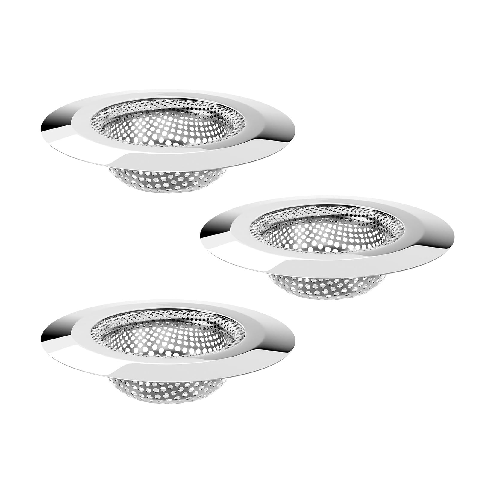 ChainYao 3 Pack Shower Drain Hair Catcher, 7cm Universal Stainless Steel Sink Strainer, Fine Mesh Anti-Clog Bath Tub Drain Cover Protector for Bathroom Sink, Bathtub, Kitchen Drain, Rust Proof