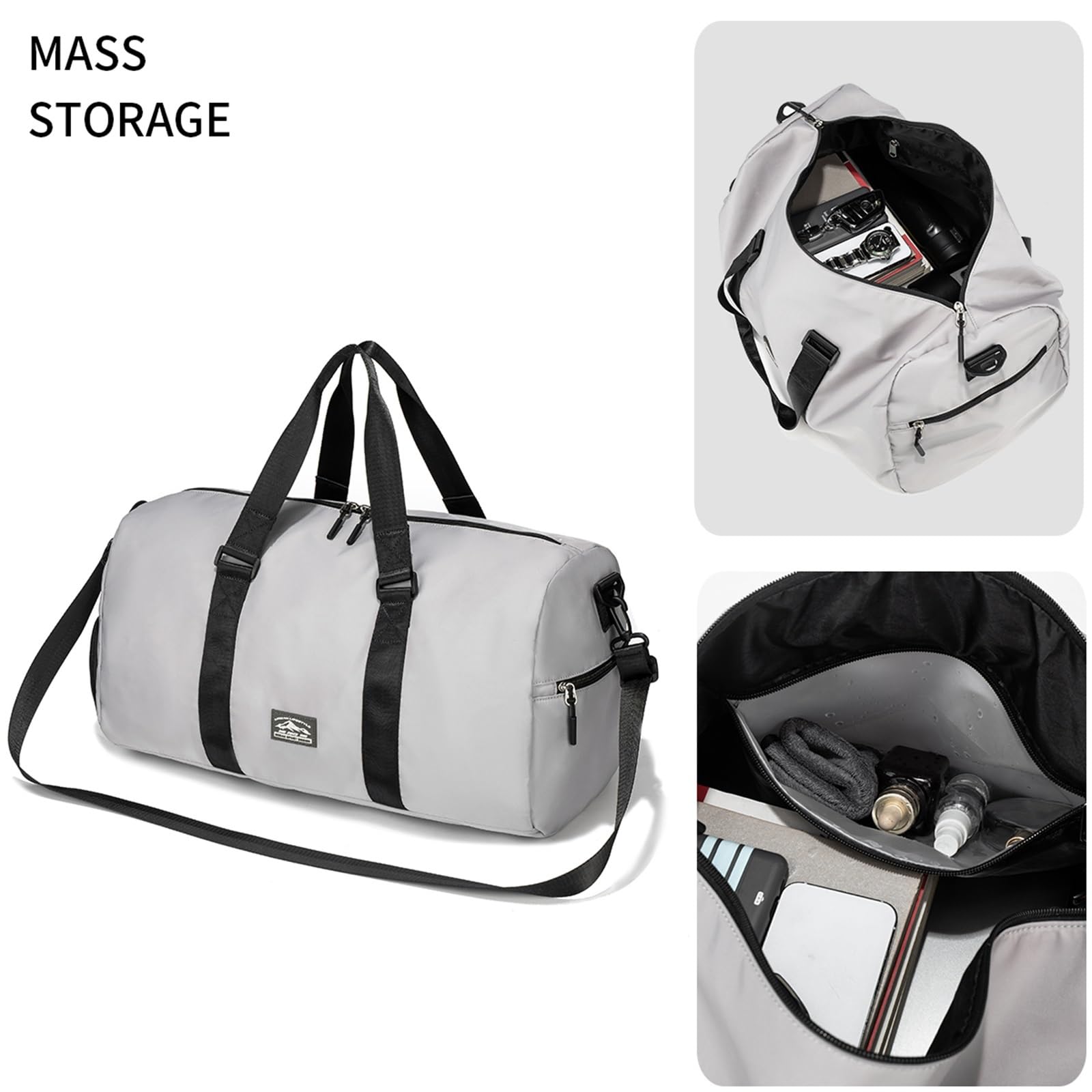 Sporttasche Fitness Bag, Men's and Women's Dry Wet Separation Sports Backpack, Short Distance Travel Lightweight Luggage Bag, Travel Bag, La(Grey)
