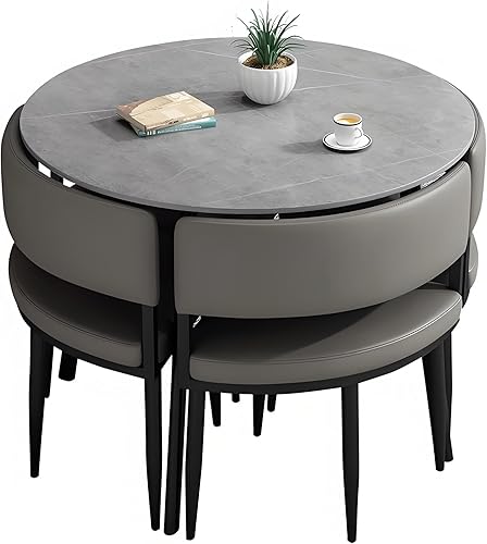 Miniatura 12 de YVYKFZD Juego de mesa y silla para sala de recepción de oficina, mesa de centro redonda simple para conferencias, juego de mesa de comedor de cocina