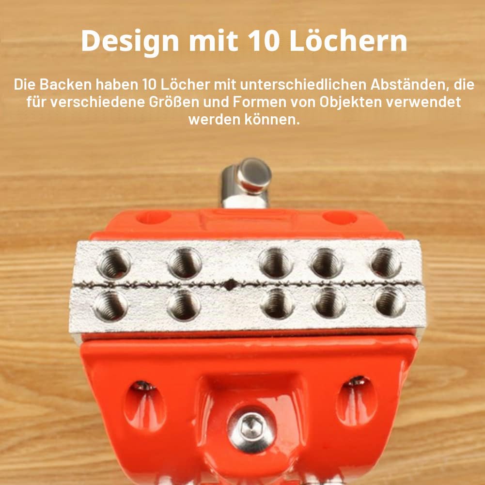 Mini Schraubstock 360° Schwenkbar, Backenbreite 70mm, Tischschraubstock mit Großen Härte, Rutschfest Gummi Scheibe für Fixieren von Werkstücken im Holzbearbeitung Schweißen Gebrauch