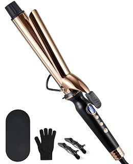 ORYNNE Titanium 1.25 Inch Curling Iron Long Barrel, Extra Long Curling Iron for Long Hair, 1 1/4 Inch Curling Iron with Dual PTC Heater, 12 Heat Settings, 60 Mins Auto-Off & Dual Voltage - Amazon product rated Grade A