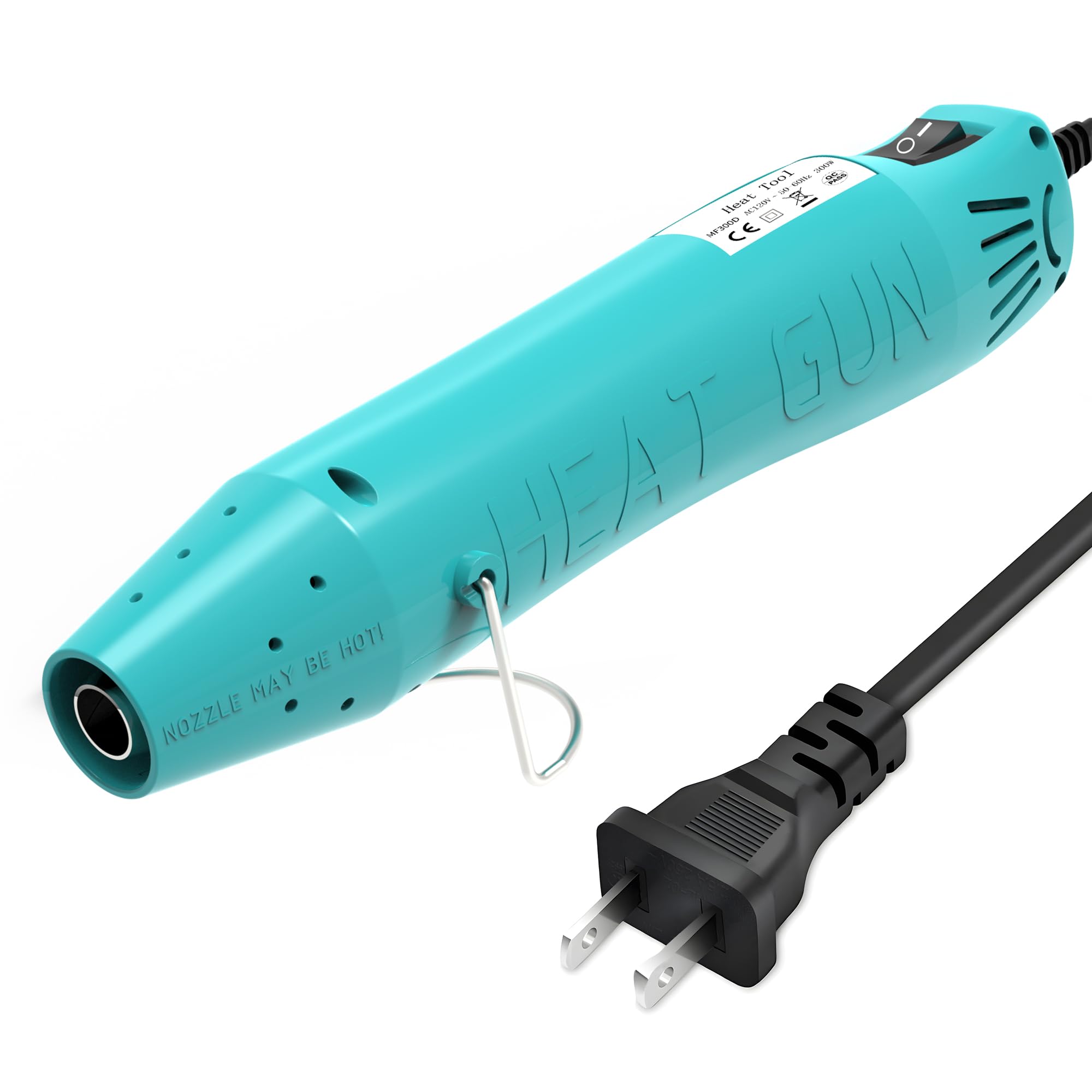 Heat Gun, Mini Heat Gun for Shrink Tubing, for DIY Crafts, 300W Heat Air Gun with Reflector Nozzle, Shrink Wrap Gun Tool for Packaging PVC, Drying Paint, Clay - green