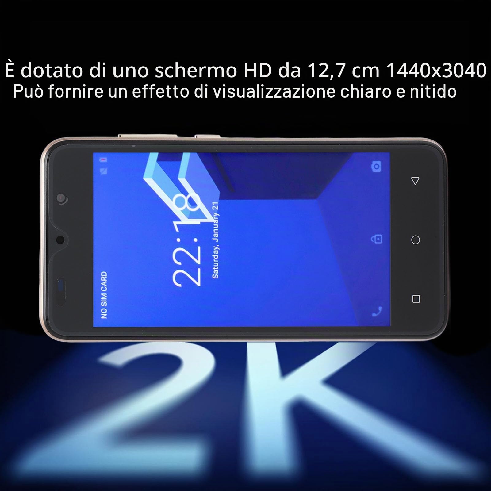 Cuifati Y53S 3G Smartphone sbloccato, 4 GB RAM 32 GB ROM 5.0 in schermo HD Dual SIM, per Android 12 ultra sottile sblocco del viso cellulare, Dual HD Cam, batteria 6800 mAh (oro)