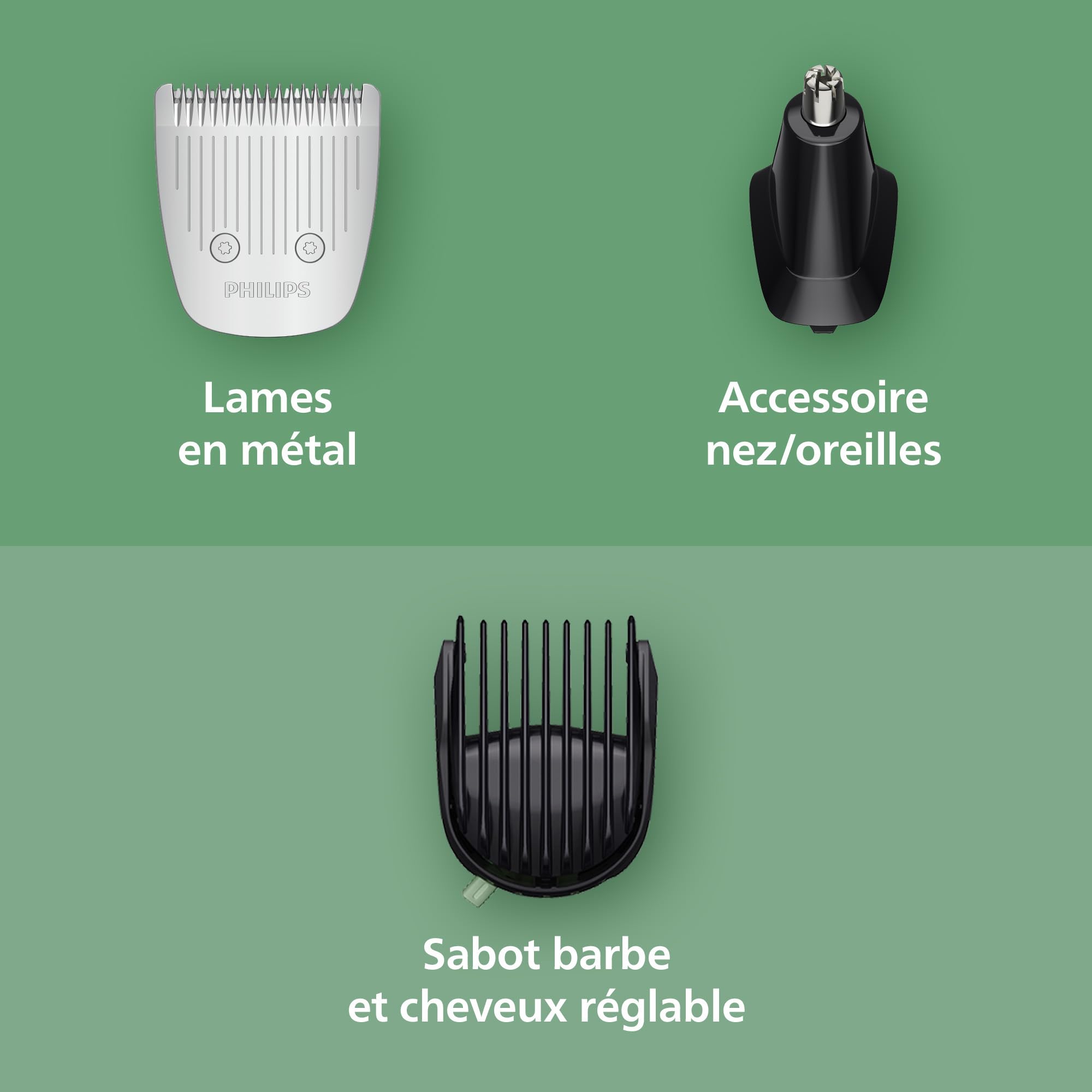 Philips Multigroom série 5000 Tondeuse tout-en-un 10 accessoires – tondeuse pour barbe, cheveux et corps, lames en métal auto-affûtées, 11 hauteurs de coupe (0,5-16 mm), modèle MG5918/15
