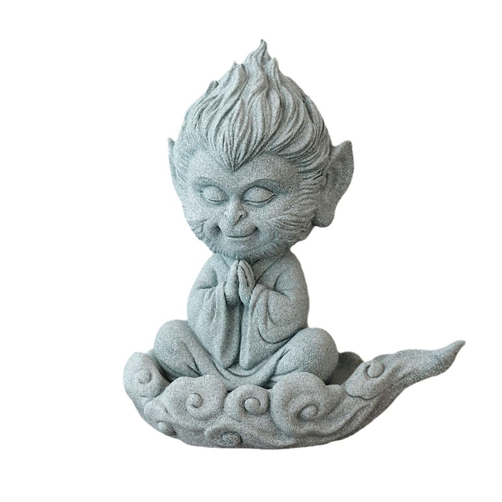 ENGENDER Kung Fu Tea Pet Green Sand Stone Sun Wukong Tea Pet Chinese Table Ornaments Zen Decoration