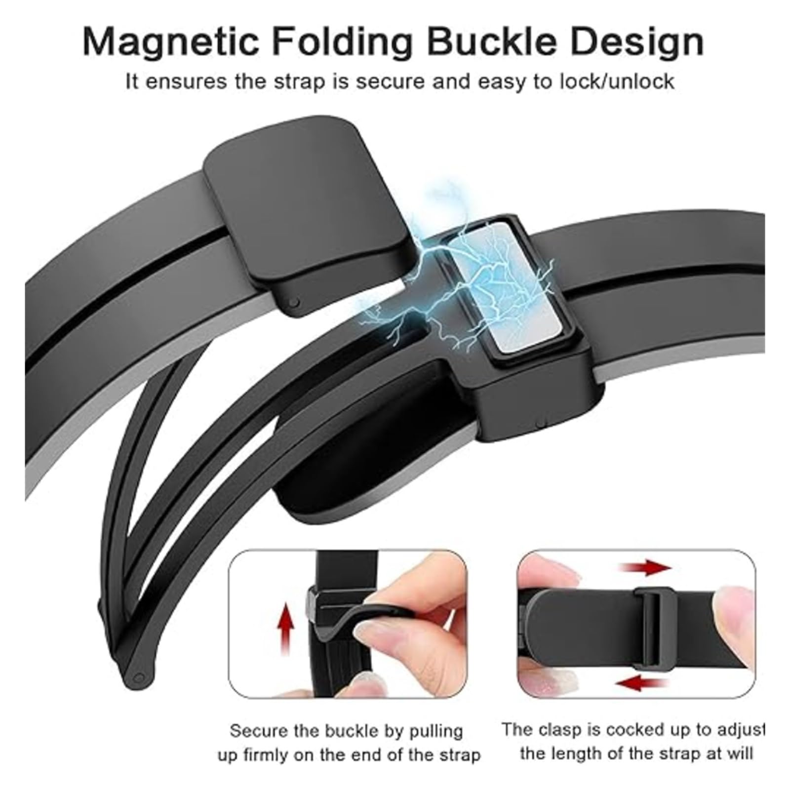 CZKE Bracelet en silicone pour Samsung Watch 4/5/6 40 44 mm 5 Pro 45 mm Boucle magnétique Galaxy Watch 4/6Classic 42 43 mm 46 47 mm