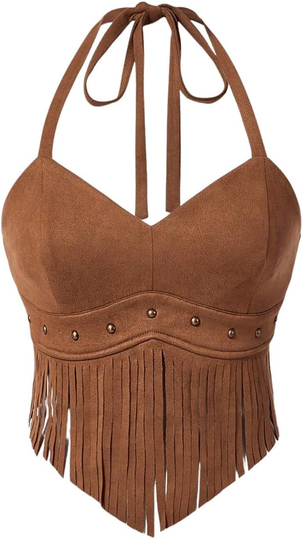 suede fringe crop top