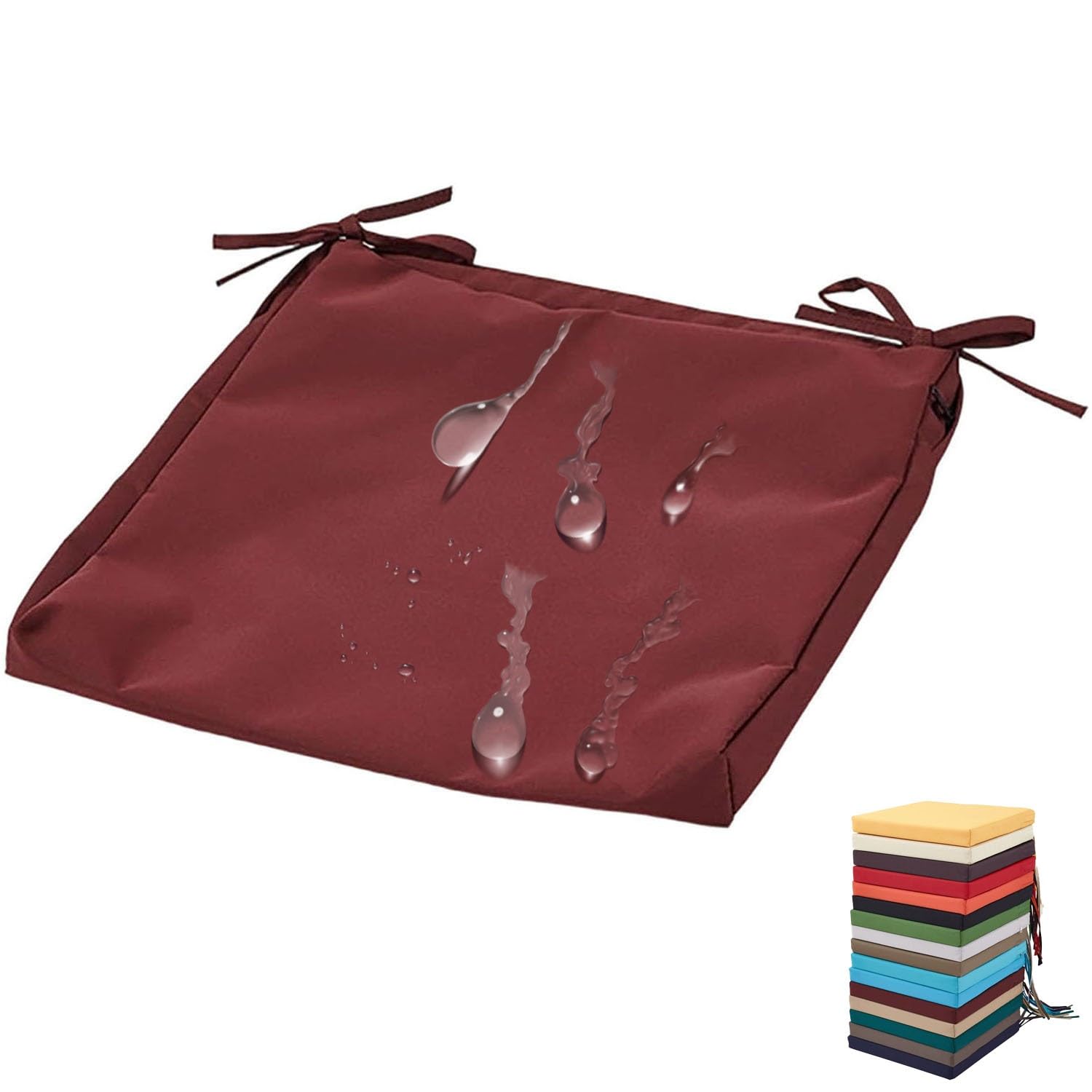 PLCIVSA Outdoor Seat Cushion Covers Waterproof with Zipper,Replacement Outdoor Patio Chair Cushion Slipcover 60x60cm 50x50cm Chair Pads Covers for Garden Rattan Furnitur(Date red,55x50x10cm) — image 1