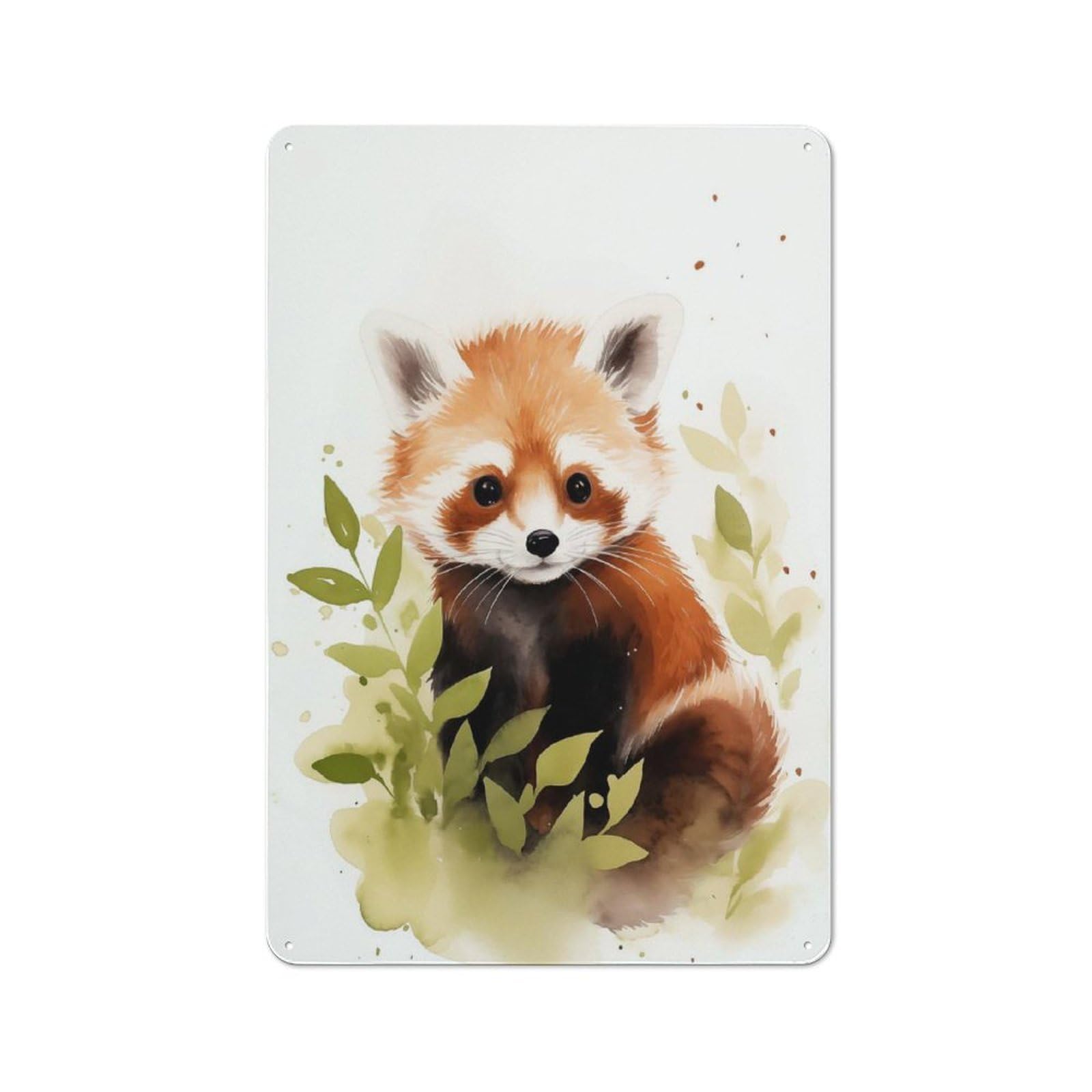 Vintage Metal Sign 30x20cm Featuring Red Panda Watercolor, Home Bar Decor for Cafe, Pub, Workshop Or Home Bar