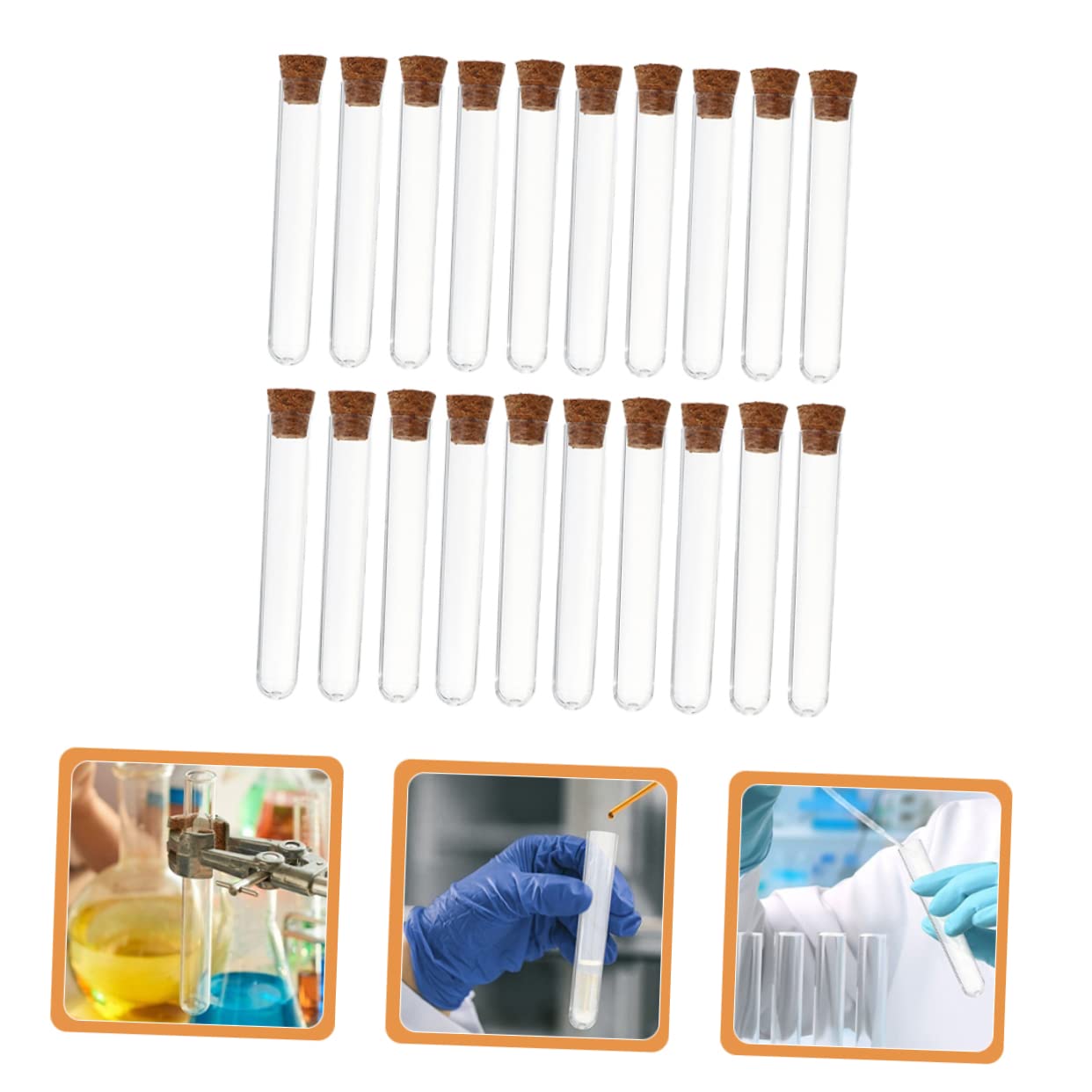 ULTECHNOVO 3 Sets Süßigkeiten-aufbewahrungsröhrchen Mit Korken Reagenzglasbehälter Aus Kunststoff Für Perlen 50 Stück * 3