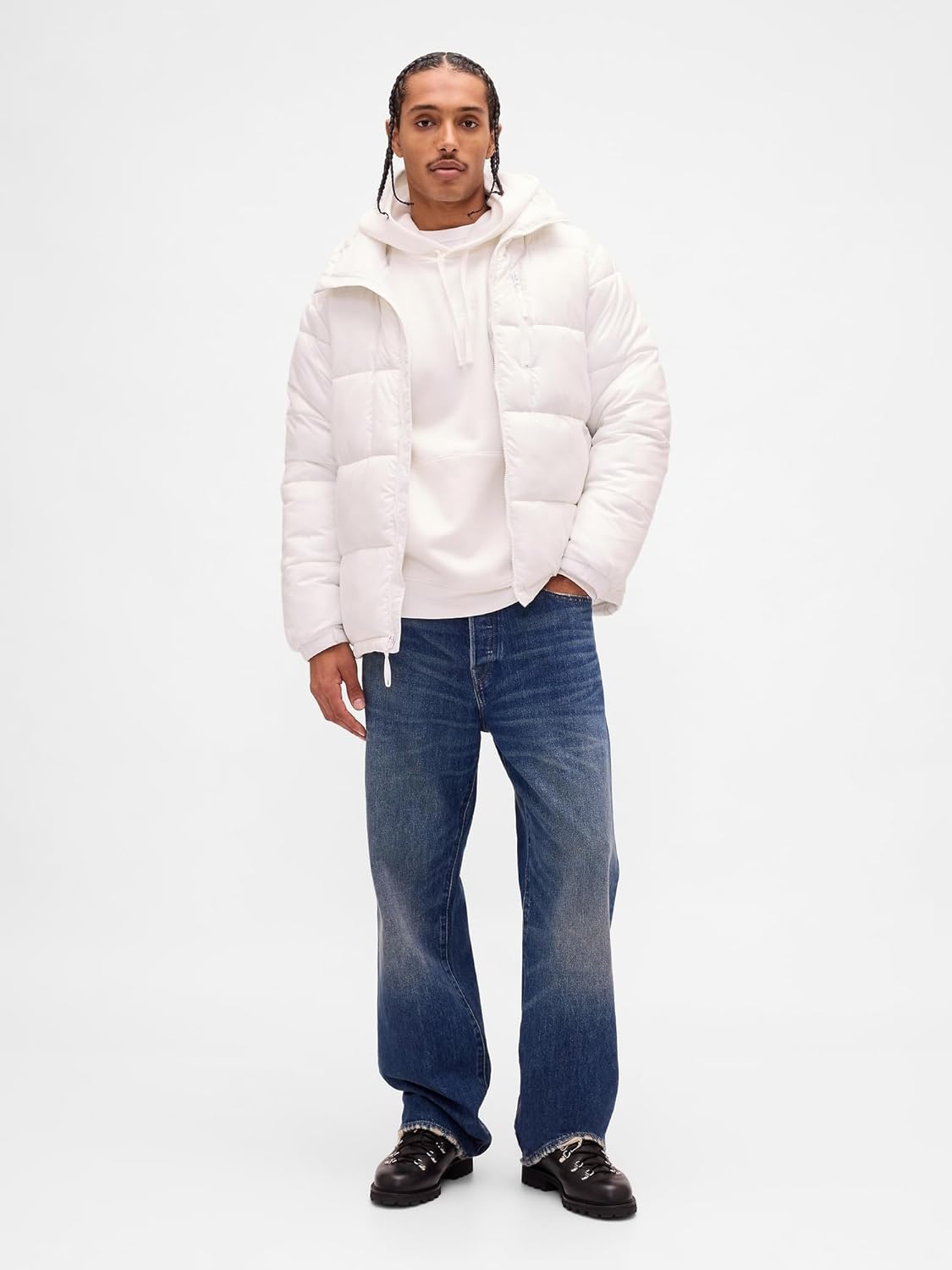 GAP Mens Mini Logo Relaxed Pullover Hoodie New Off White V2 S - Image 3