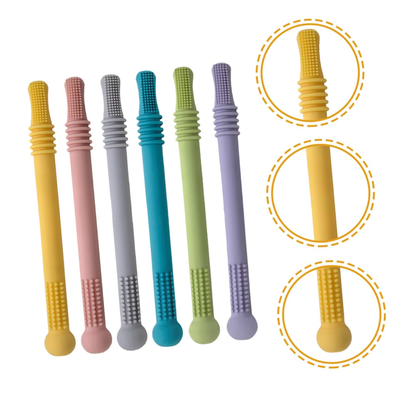 Yardwe Molar Tube per Dentizione, 6 Pezzi, Cannucce in Silicone | Giocattoli Sensoriali per Kids, Aiuta a Lenire le Gengive e Favorisce L’abilità Orale